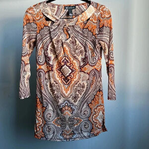 INC International Concepts Bohemain Shirt | Mesh | Paisley | Boho | Bohemian